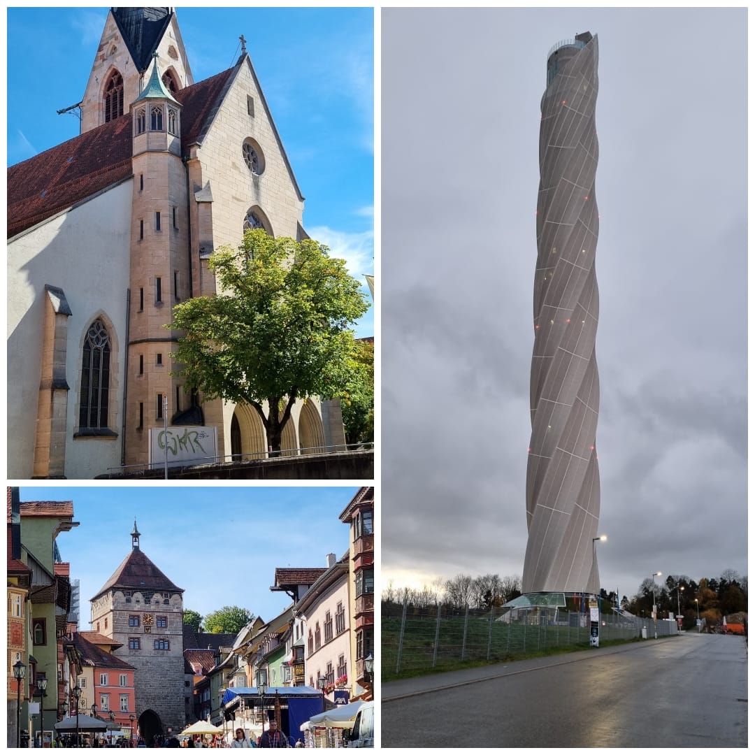 Rottweil, die älteste Stadt Baden-Württembergs liegt am Neckar. Deißlingen, Dietingen, Wellendingen und Zimmern gehören zum Verwaltungskreis.  Thyssen-Krupp Testturm: Aussichtplattform auf 232 m Höhe (360-Grad-Panoramablick)